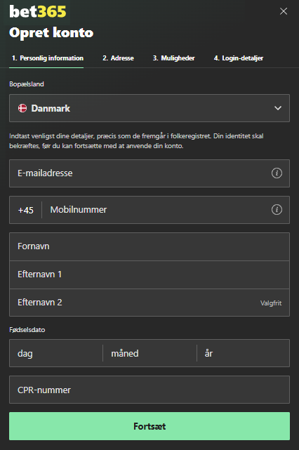 bet365 registrering og modtag bonus