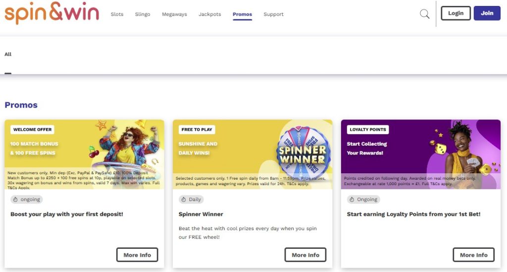 Spin Win Casino Promotions