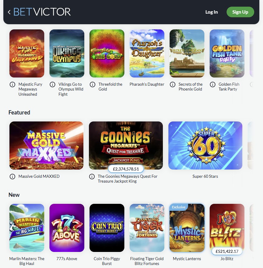 betvictor casino games and slots