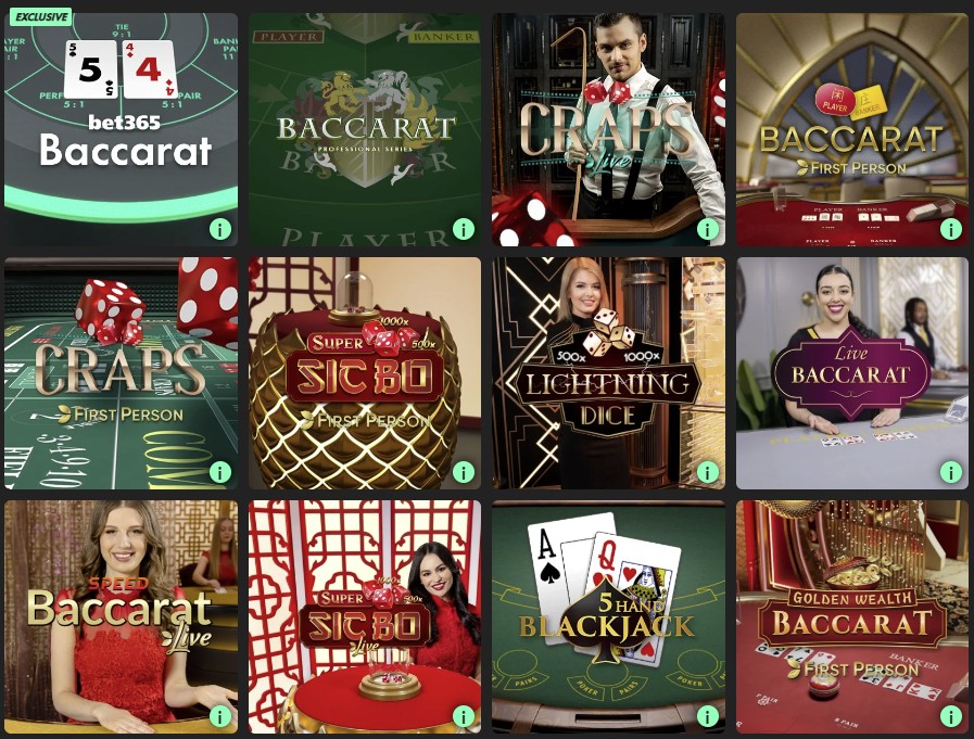 Baccarat, Sic Bo, and Craps Online