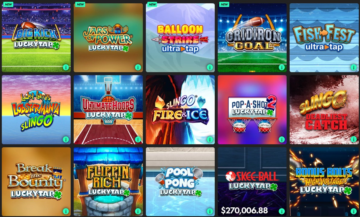 Instant wins games and online scratchcards