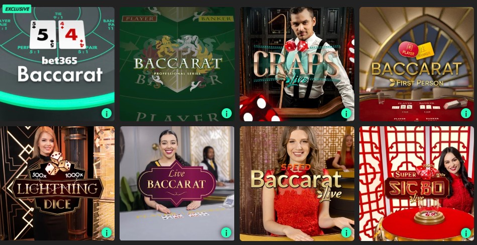 baccarat craps and sic bo games